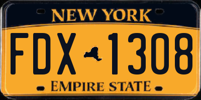 NY license plate FDX1308