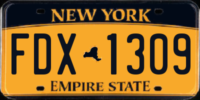 NY license plate FDX1309