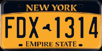 NY license plate FDX1314