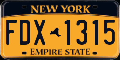 NY license plate FDX1315