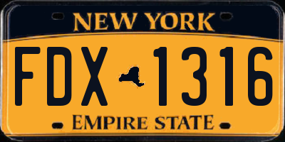 NY license plate FDX1316