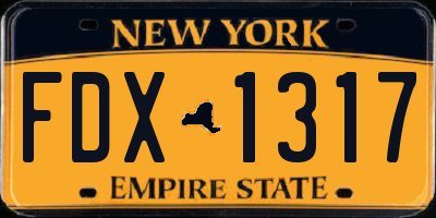 NY license plate FDX1317
