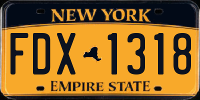 NY license plate FDX1318