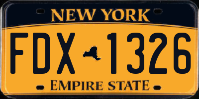 NY license plate FDX1326