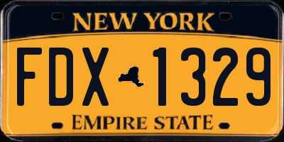 NY license plate FDX1329