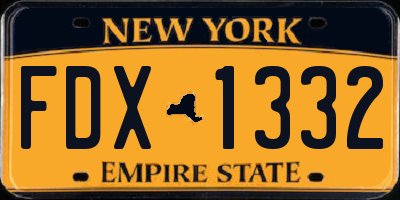 NY license plate FDX1332