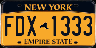 NY license plate FDX1333