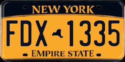 NY license plate FDX1335