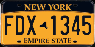 NY license plate FDX1345