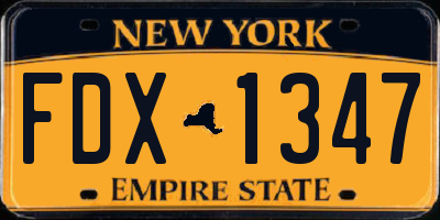 NY license plate FDX1347