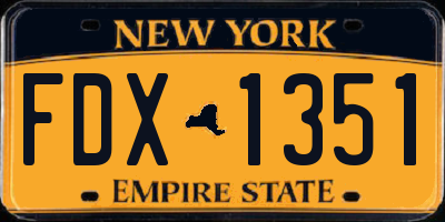 NY license plate FDX1351