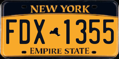 NY license plate FDX1355