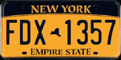 NY license plate FDX1357