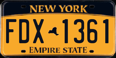 NY license plate FDX1361