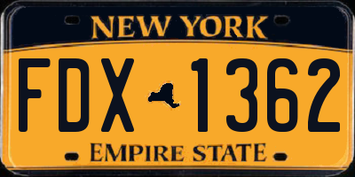 NY license plate FDX1362