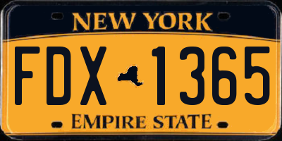 NY license plate FDX1365