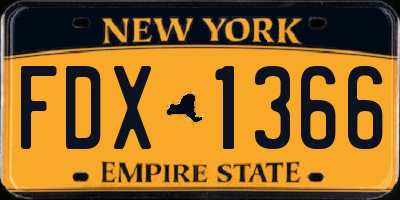 NY license plate FDX1366