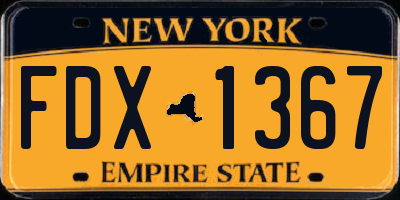 NY license plate FDX1367