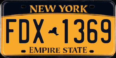 NY license plate FDX1369