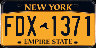 NY license plate FDX1371