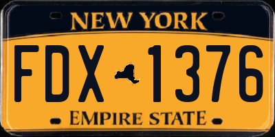 NY license plate FDX1376