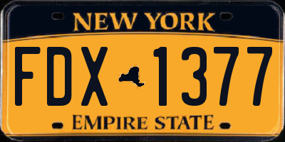 NY license plate FDX1377