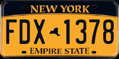 NY license plate FDX1378