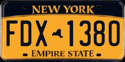 NY license plate FDX1380