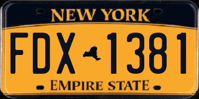 NY license plate FDX1381