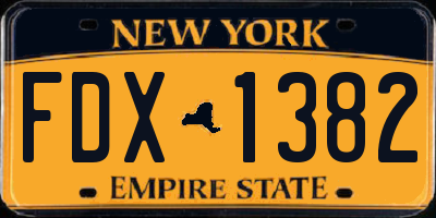 NY license plate FDX1382