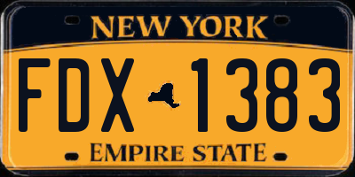 NY license plate FDX1383