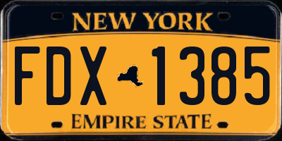 NY license plate FDX1385