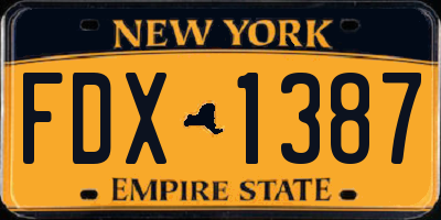 NY license plate FDX1387