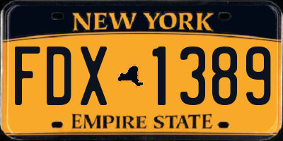 NY license plate FDX1389