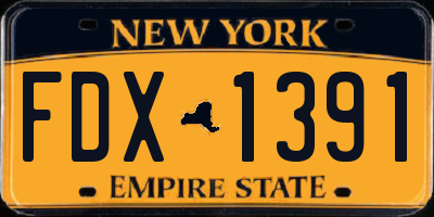 NY license plate FDX1391