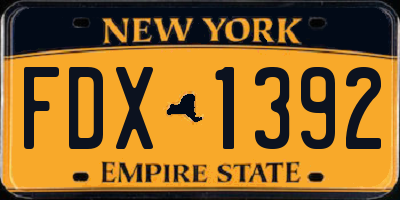 NY license plate FDX1392