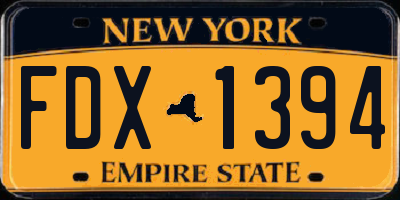 NY license plate FDX1394