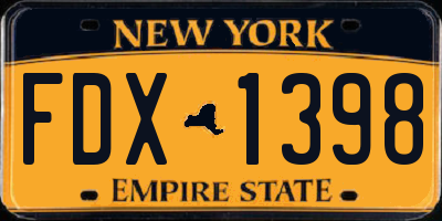 NY license plate FDX1398