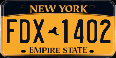 NY license plate FDX1402