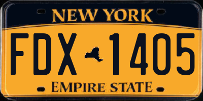 NY license plate FDX1405