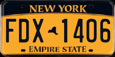 NY license plate FDX1406