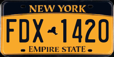 NY license plate FDX1420