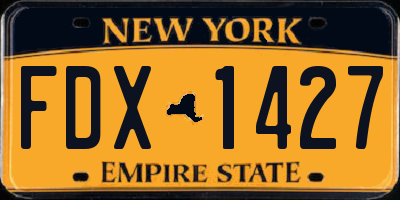 NY license plate FDX1427