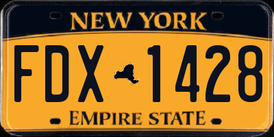 NY license plate FDX1428