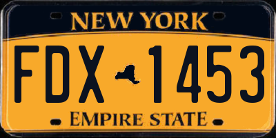 NY license plate FDX1453