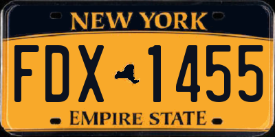 NY license plate FDX1455