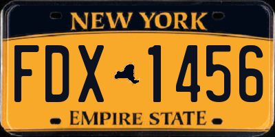 NY license plate FDX1456