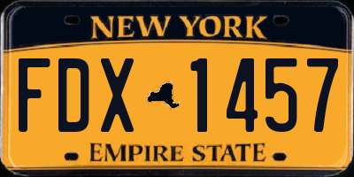 NY license plate FDX1457