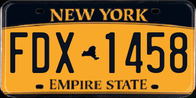 NY license plate FDX1458