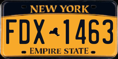NY license plate FDX1463